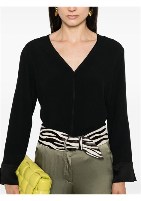 Black V-neck crepe blouse Strong strong - women FORTE FORTE | 128718001